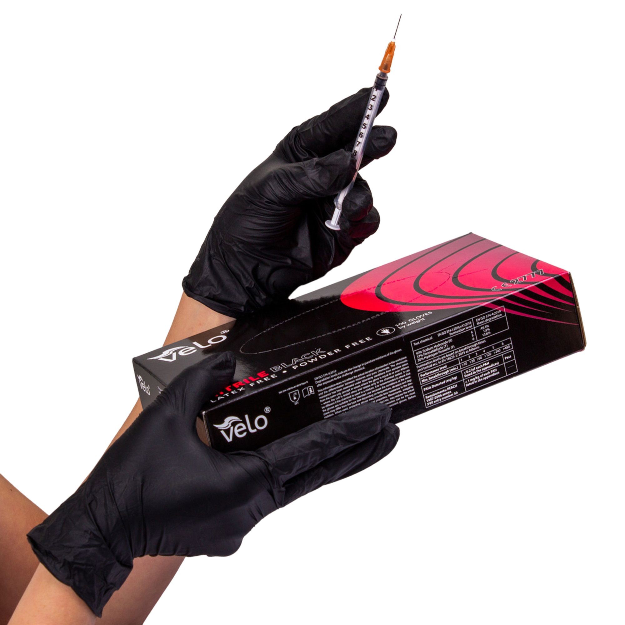 Schwarze Nitrilhandschuhe VELO Nitrile Black